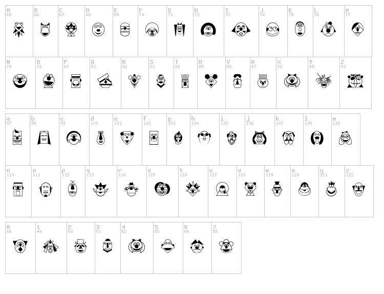 Regularmup font map